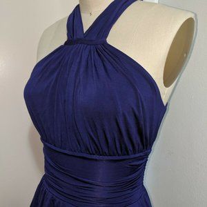 Anthropologie Velvet Ruched Purple Jersey Dress S